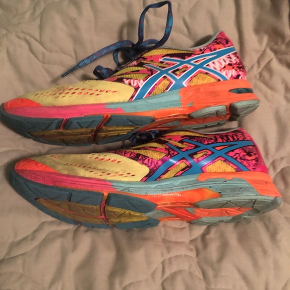 ASICS GEL NOOSA TRI 10 PINK YELLOW TURQUOISE WOMEN’s RUNNING SHOE - Picture 6 of 9